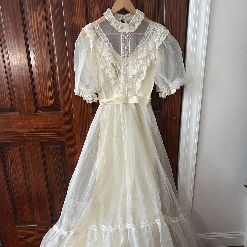 Vintage Gunne Sax inspired wedding dress 60s/70s cottage core size 4